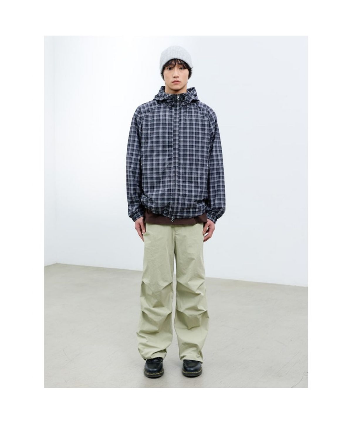 샌드 사운드(SAND SOUND) (UNISEX) 체크 후드 점퍼  애쉬