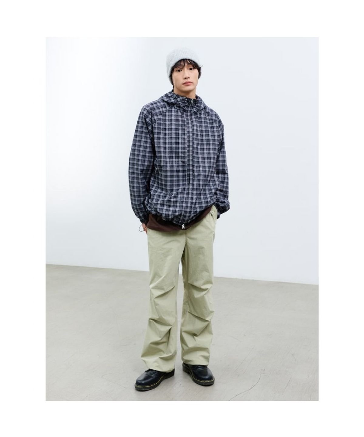 샌드 사운드(SAND SOUND) (UNISEX) 체크 후드 점퍼  애쉬