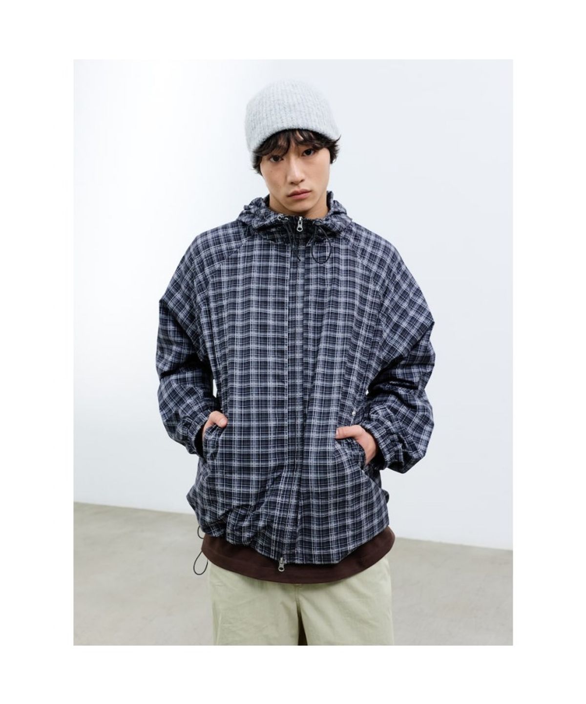 샌드 사운드(SAND SOUND) (UNISEX) 체크 후드 점퍼  애쉬