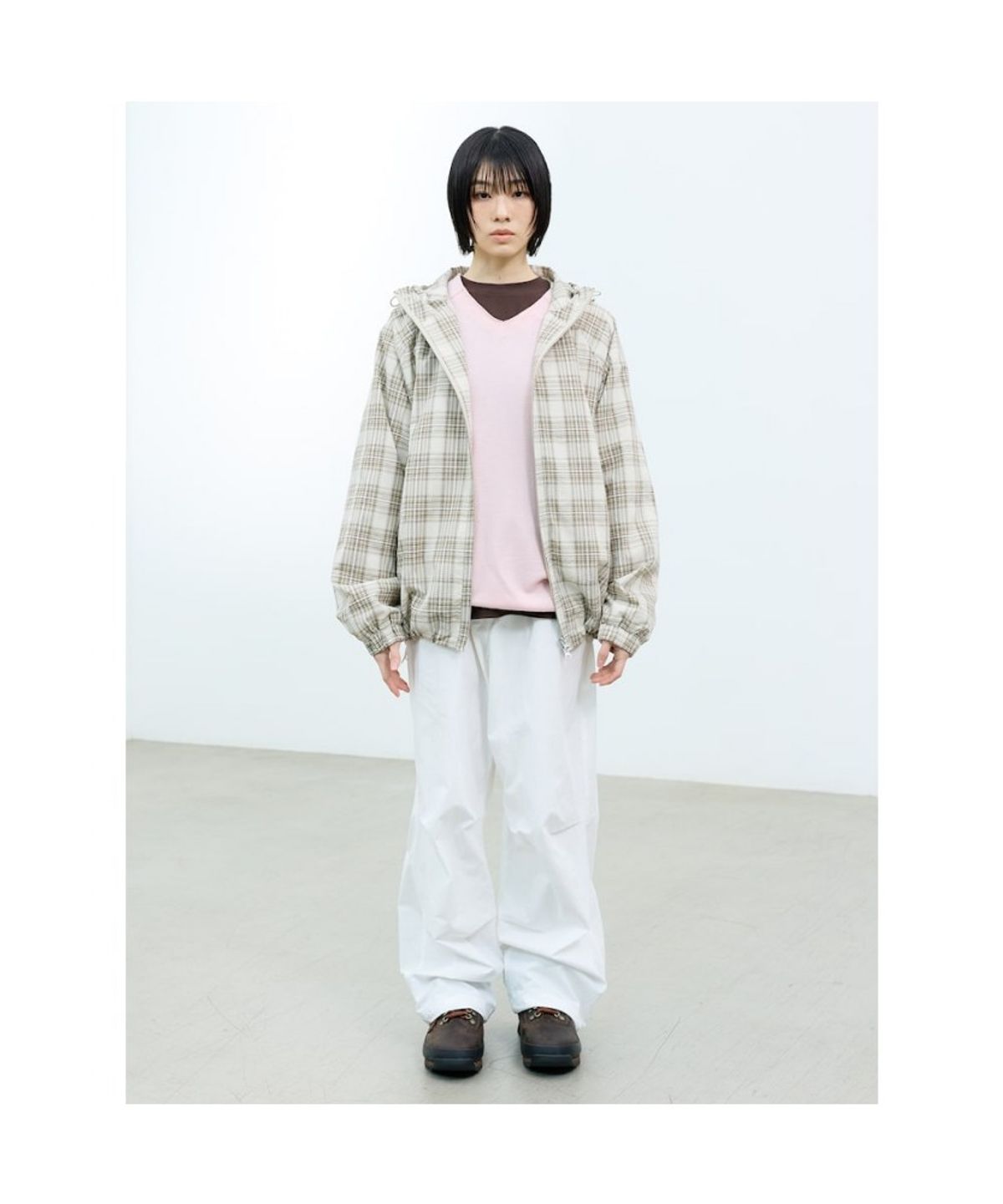 샌드 사운드(SAND SOUND) (UNISEX) 체크 후드 점퍼  베이지