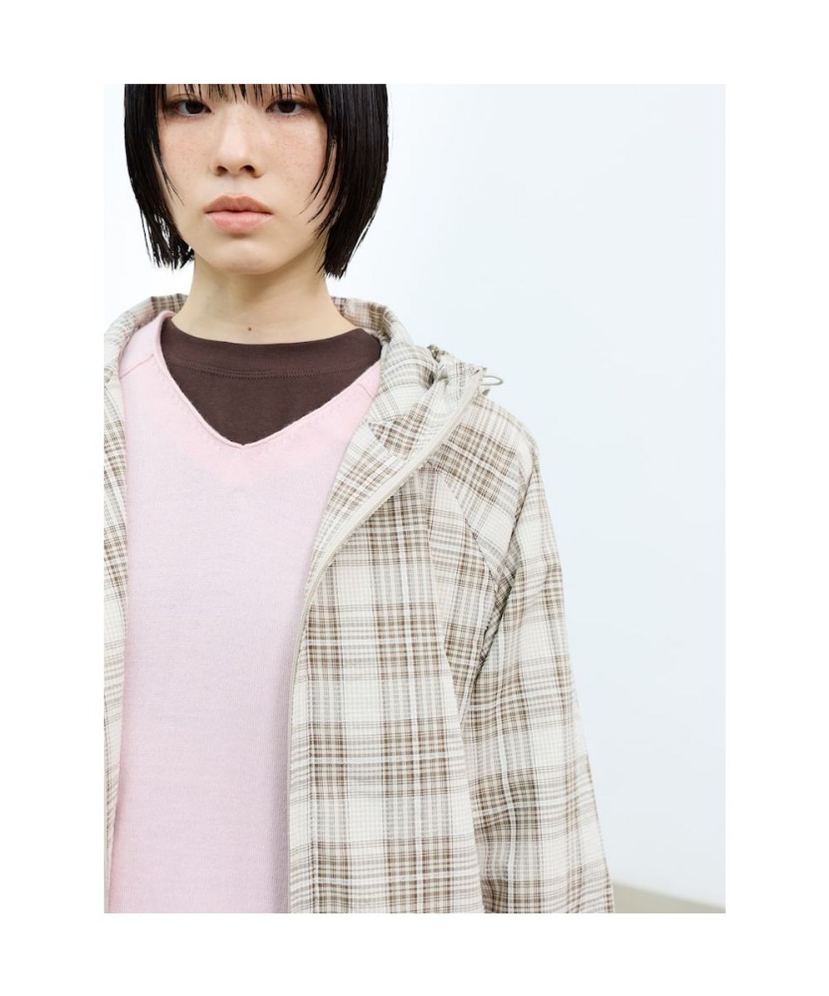 샌드 사운드(SAND SOUND) (UNISEX) 체크 후드 점퍼  베이지