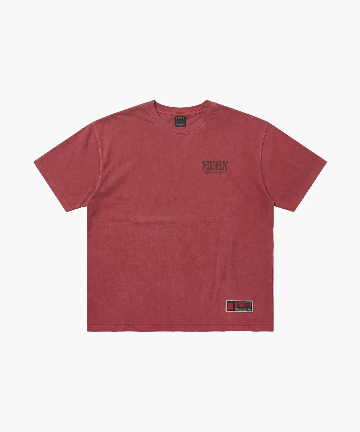 에이치덱스(HDEX) 코어 백로고 자이언트핏 워싱 숏 슬리브 (Pigment Deep Red)