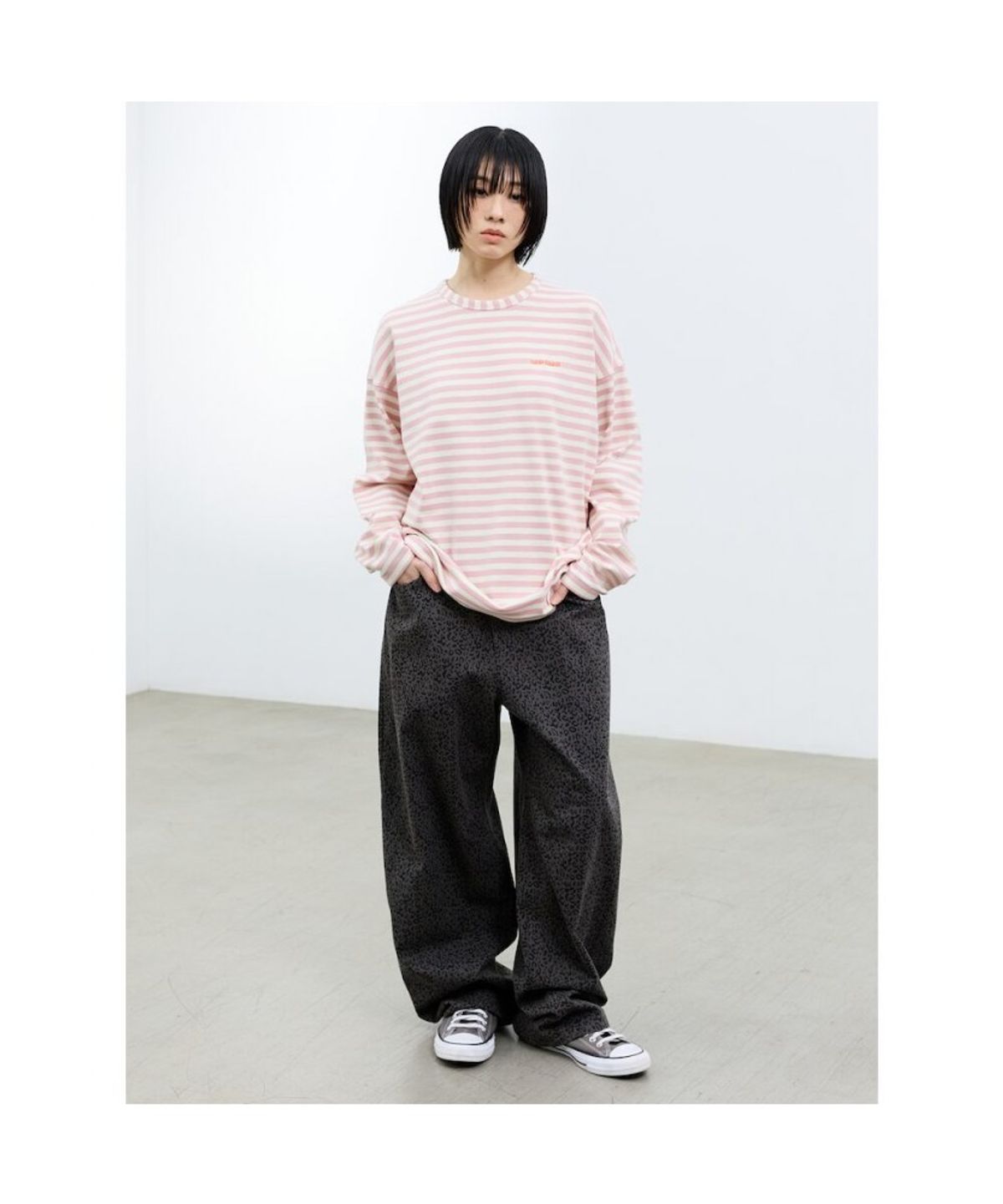 샌드 사운드(SAND SOUND) (UNISEX) 레오파드 와이드 오벌 밴딩 팬츠  애쉬