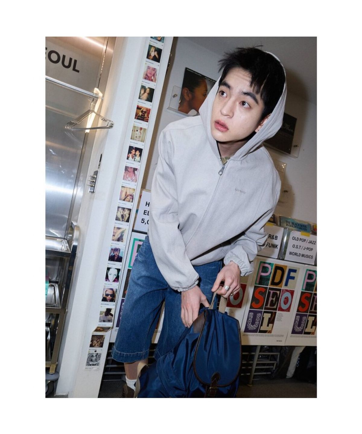 샌드 사운드(SAND SOUND) (UNISEX) 후디 가먼트 다잉 데님 집업  그레이