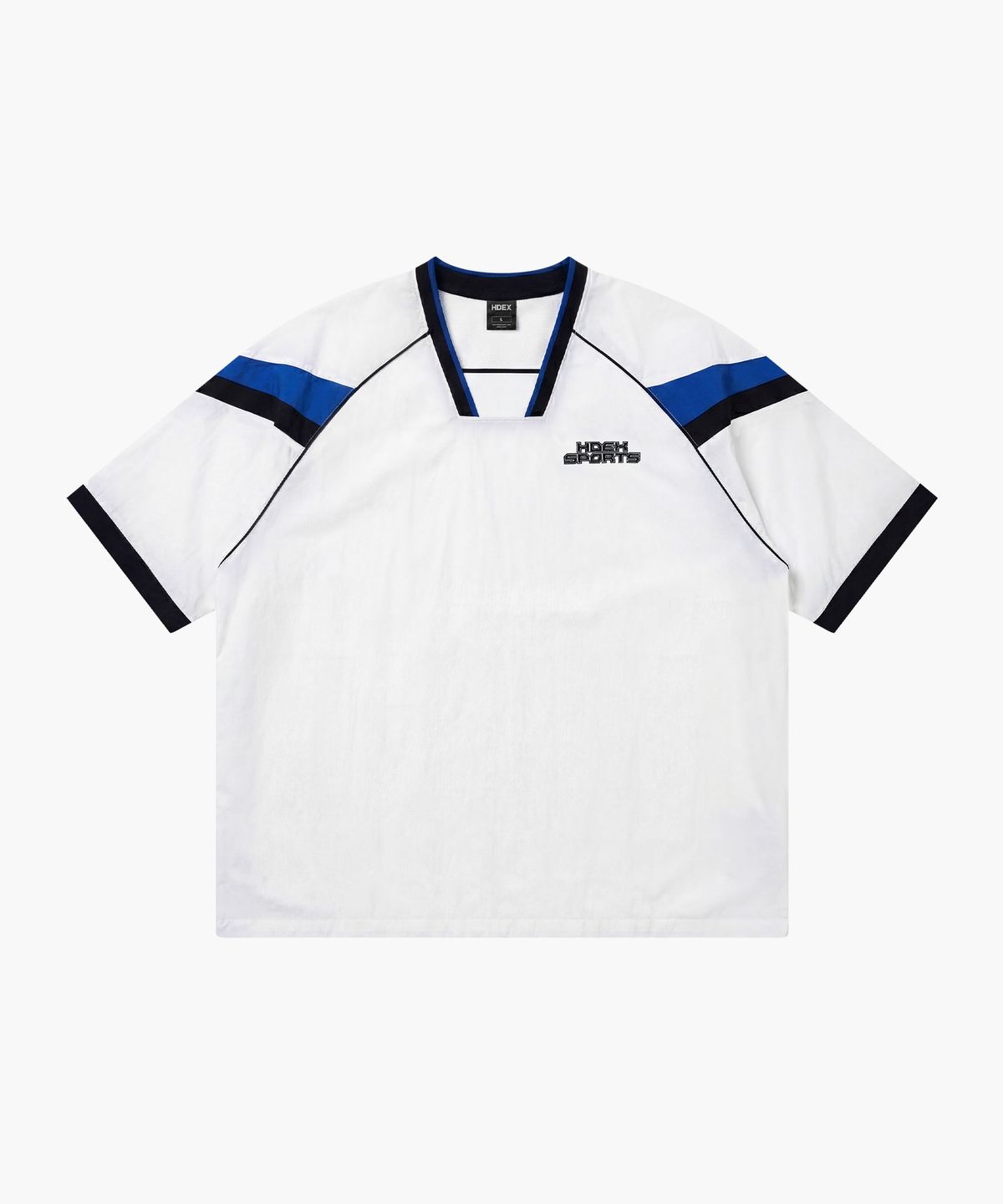 에이치덱스(HDEX) 스포티 컬러 블럭 하프 저지 숏 슬리브 (White)