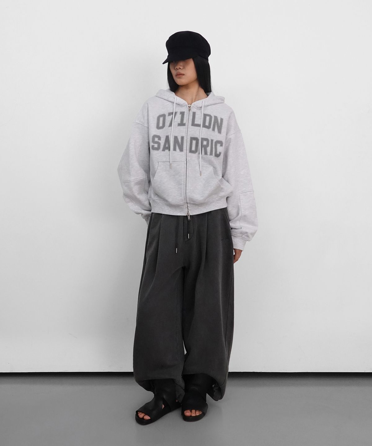 샌드릭(SANDRIC) OVERFIT HOOD ZIP UP_MELANGE WHITE