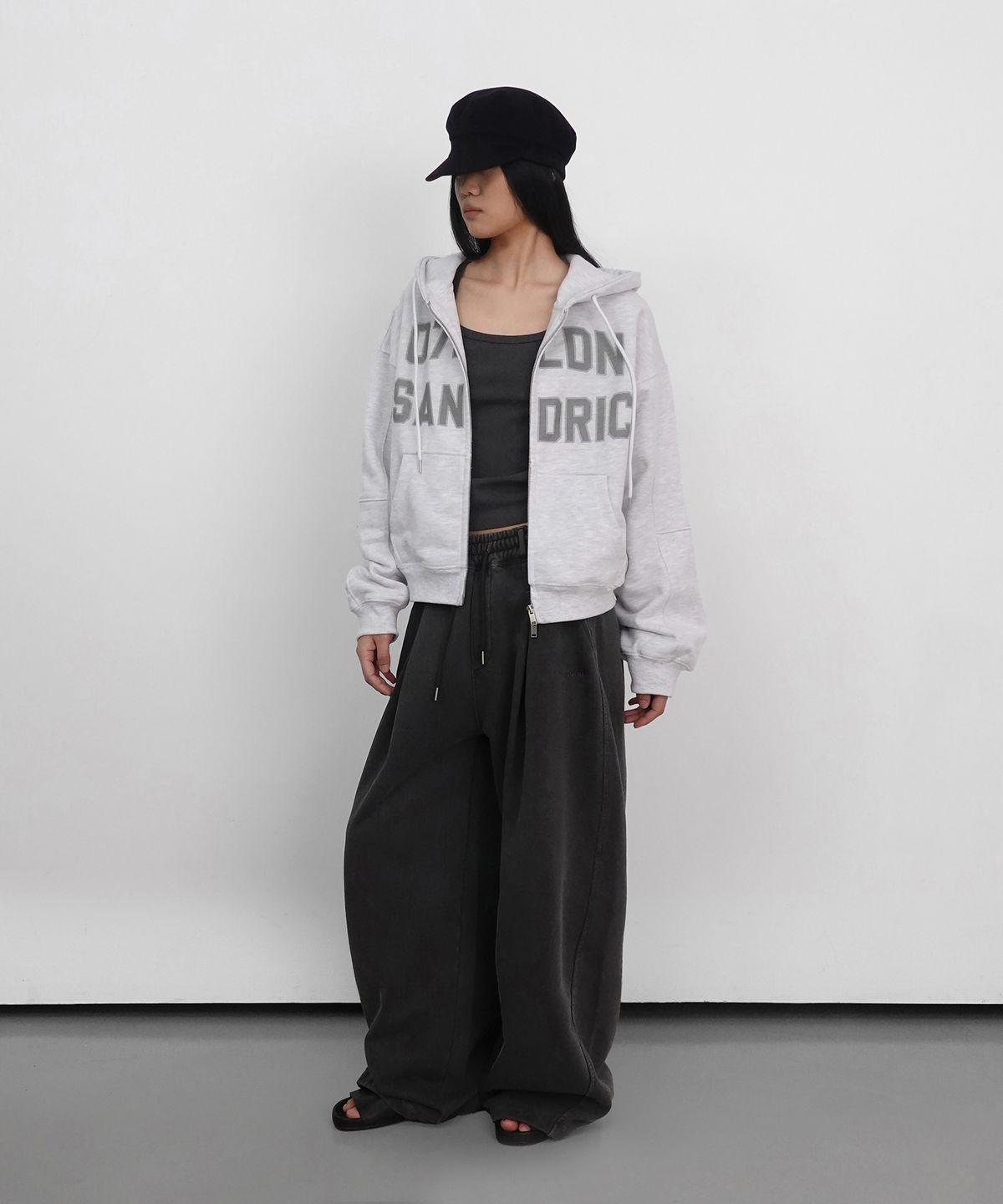 샌드릭(SANDRIC) OVERFIT HOOD ZIP UP_MELANGE WHITE