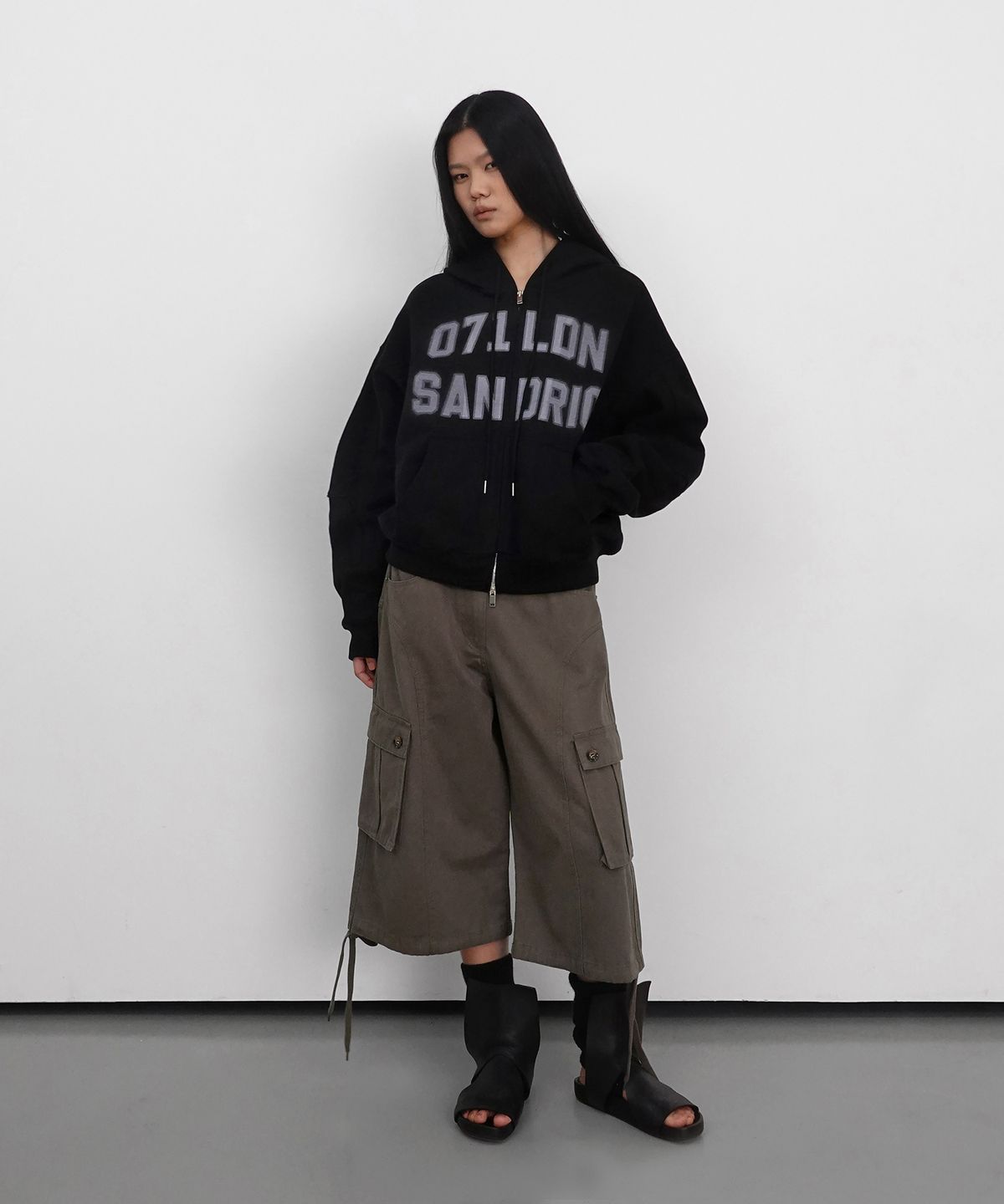 샌드릭(SANDRIC) OVERFIT HOOD ZIP UP_BLACK