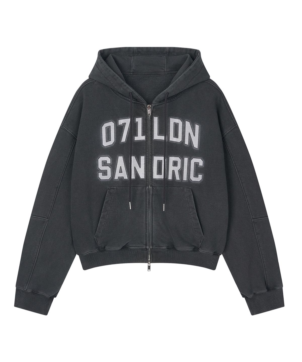샌드릭(SANDRIC) PIGMENT OVERFIT HOOD ZIP UP_CHARCOAL