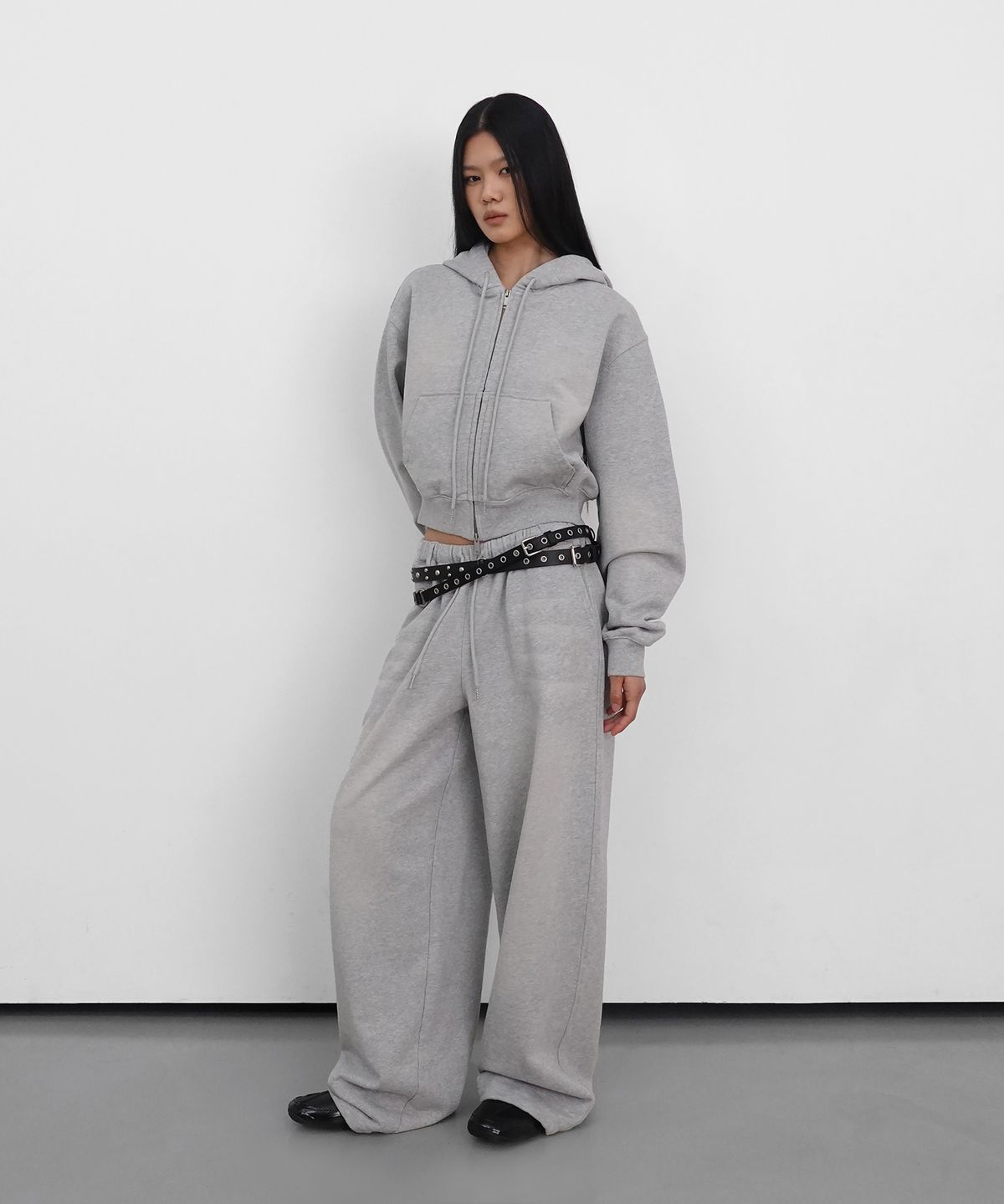 샌드릭(SANDRIC) Washed Hooded Zip-up_Melange Grey