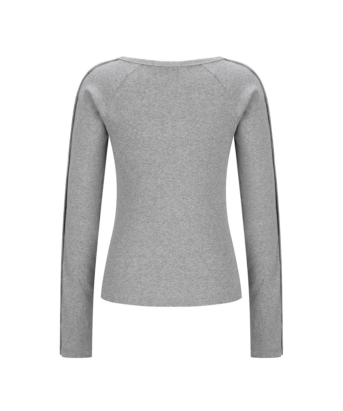샌드릭(SANDRIC) Snap Ribbed Cardigan_Melange Grey