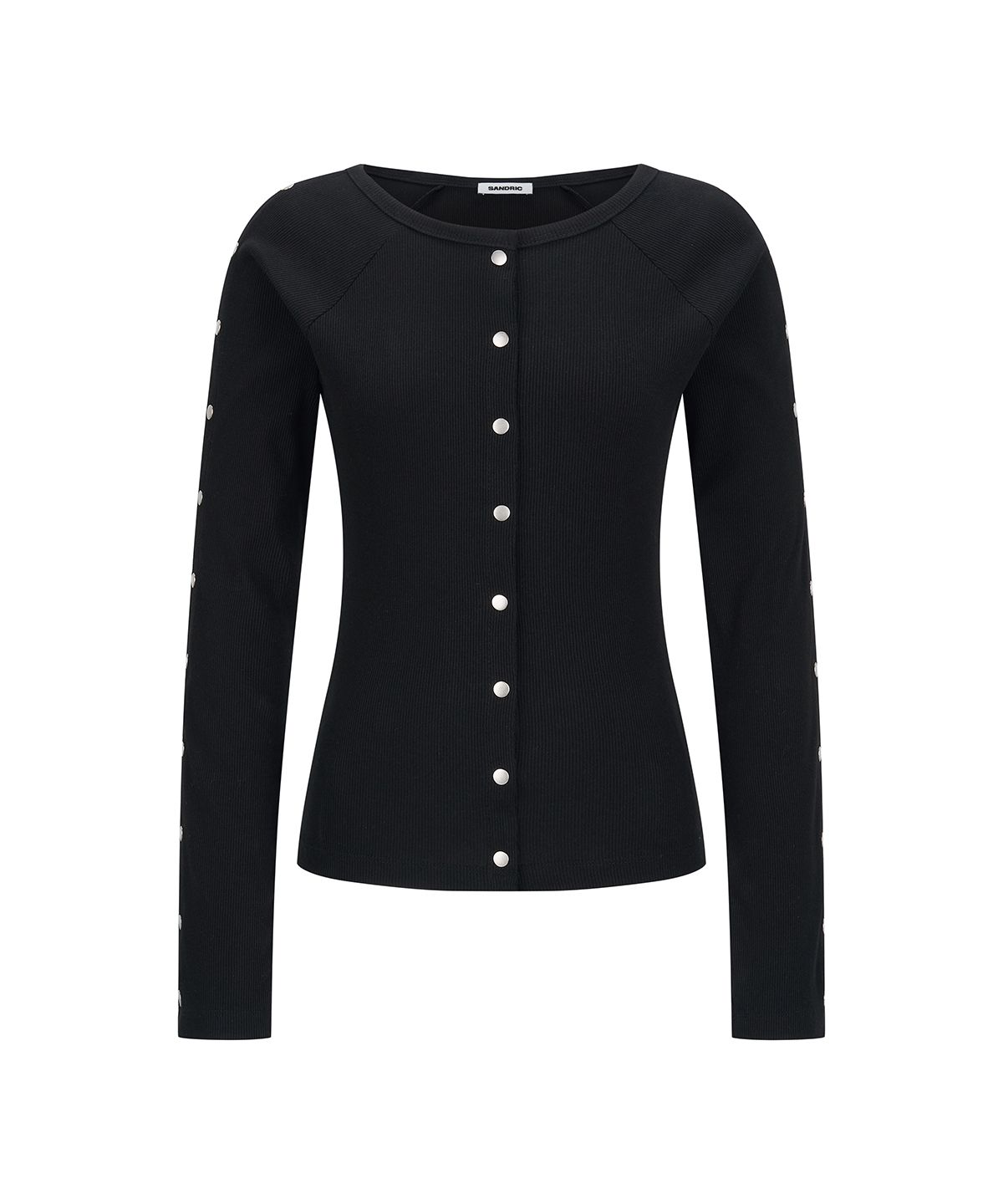 샌드릭(SANDRIC) Snap Ribbed Cardigan_Black