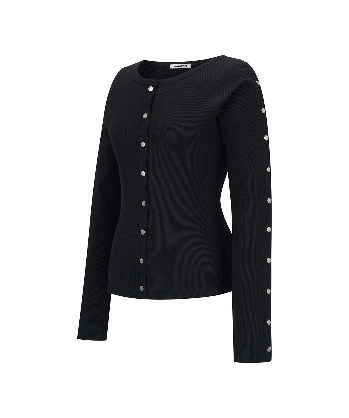 샌드릭(SANDRIC) Snap Ribbed Cardigan_Black