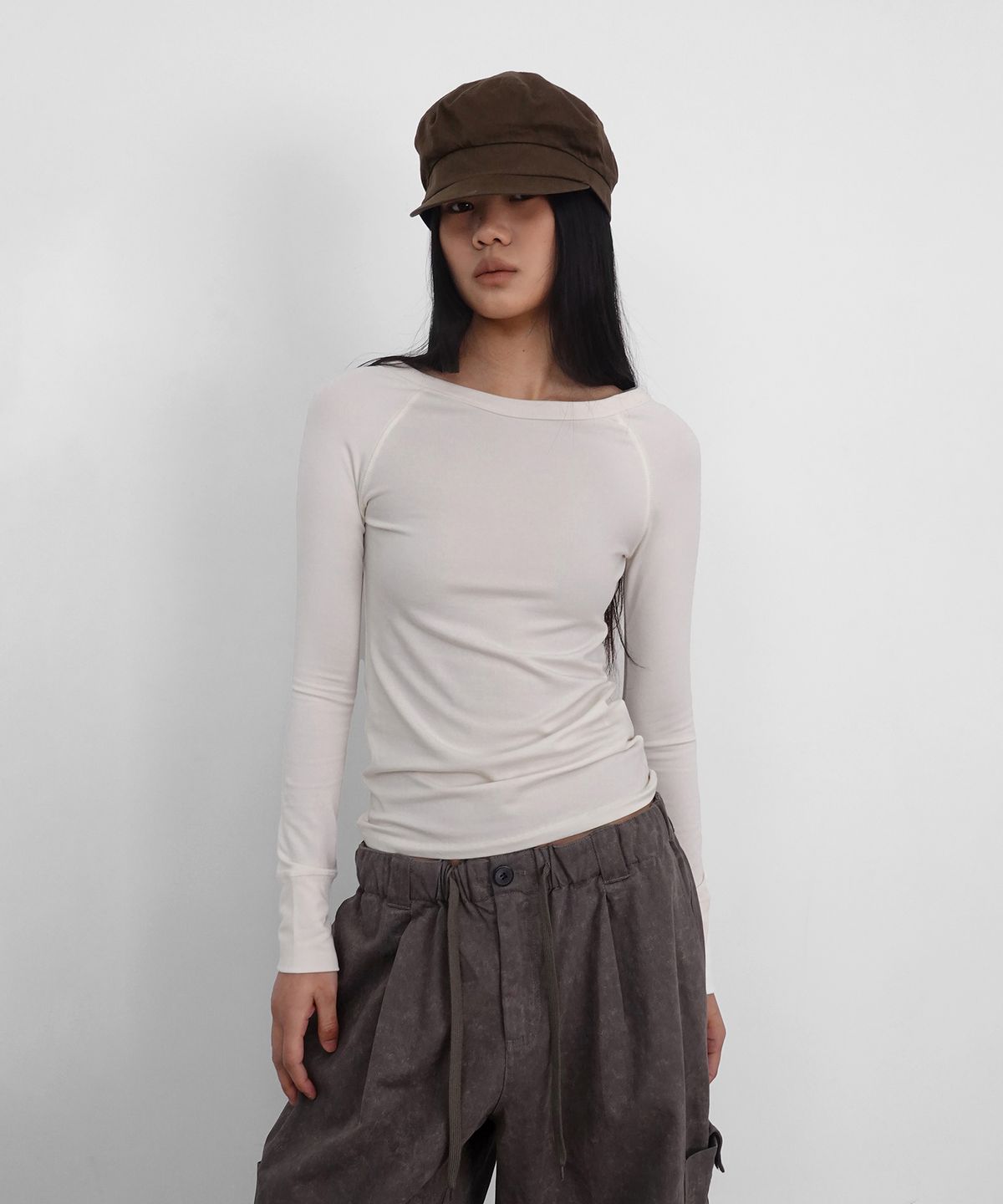 샌드릭(SANDRIC) Boat Neck Long Sleeve_Ivory