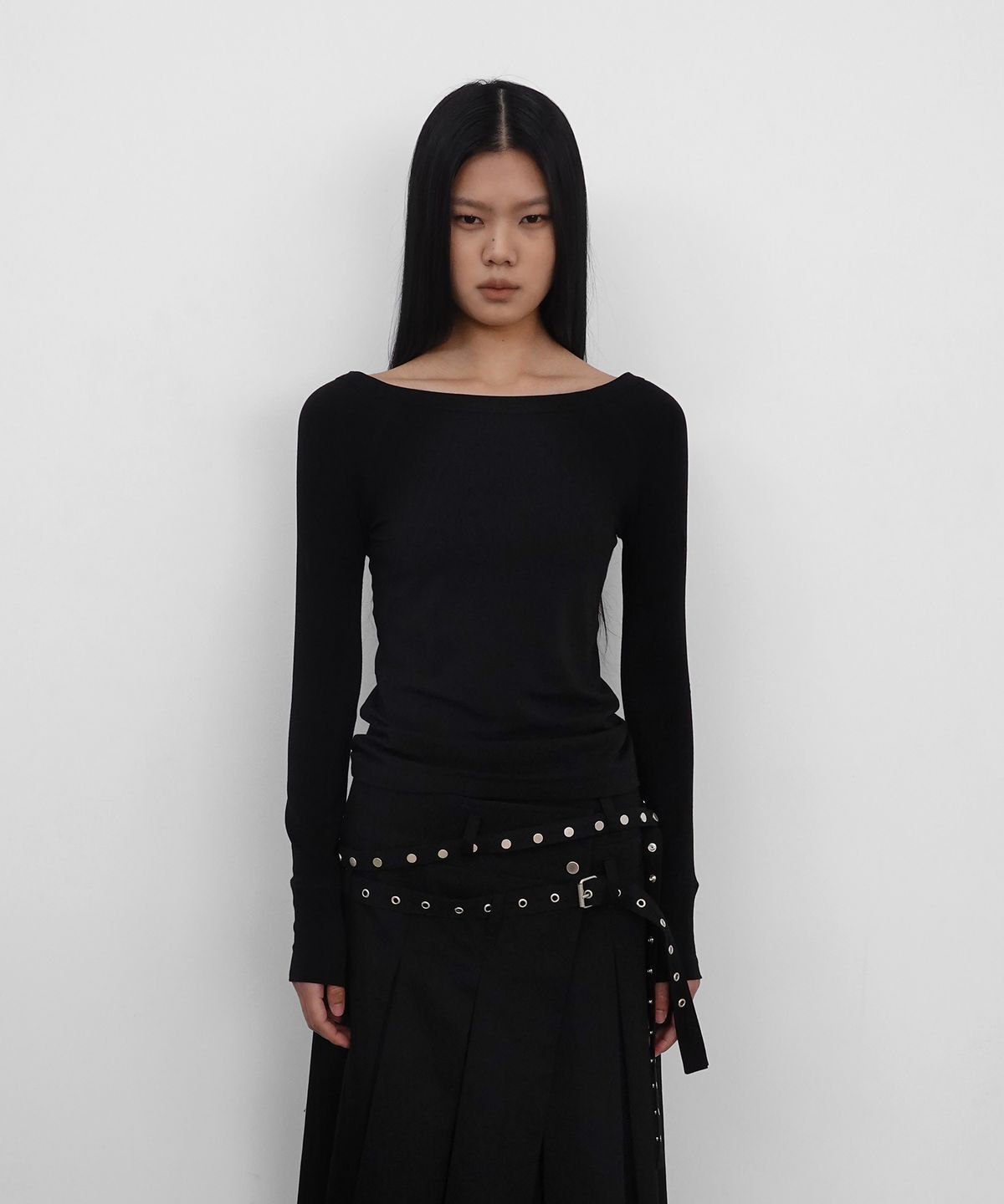 샌드릭(SANDRIC) Boat Neck Long Sleeve_Black