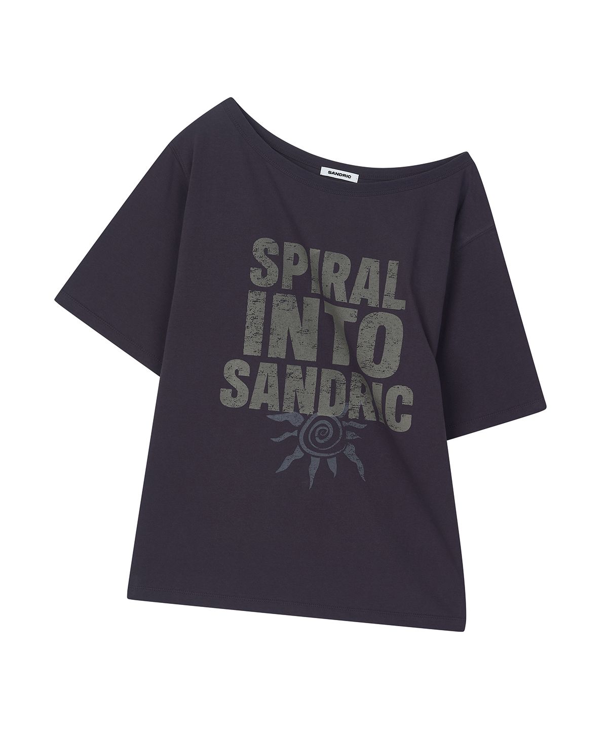 샌드릭(SANDRIC) One Shoulder Printed T-shirt_Purple