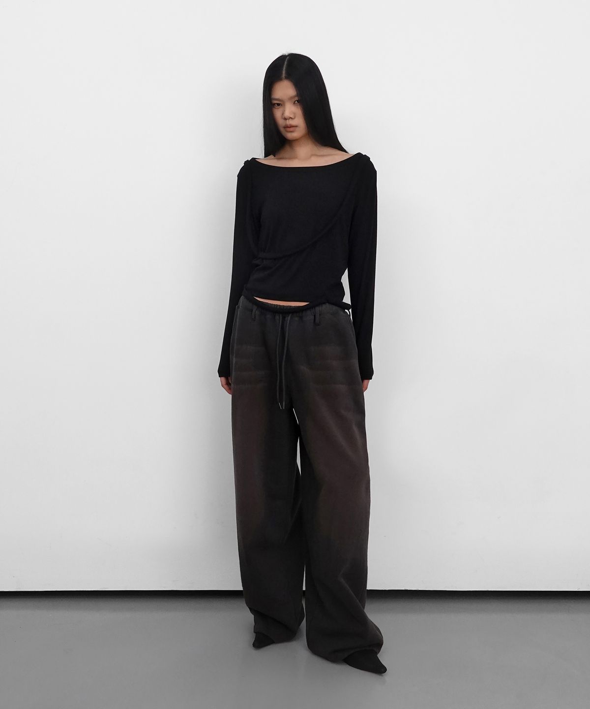 샌드릭(SANDRIC) Washed Overfit Sweatpants_Charcoal
