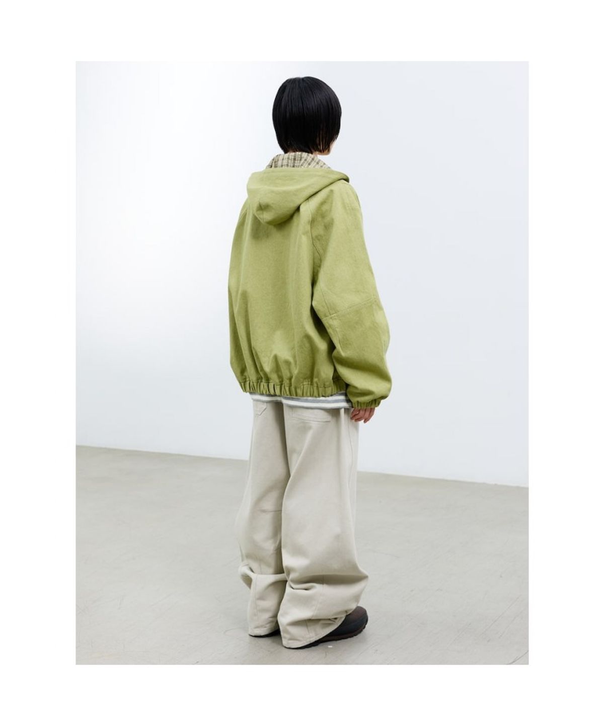 샌드 사운드(SAND SOUND) (UNISEX) 후디 가먼트 다잉 데님 집업  애플 그린