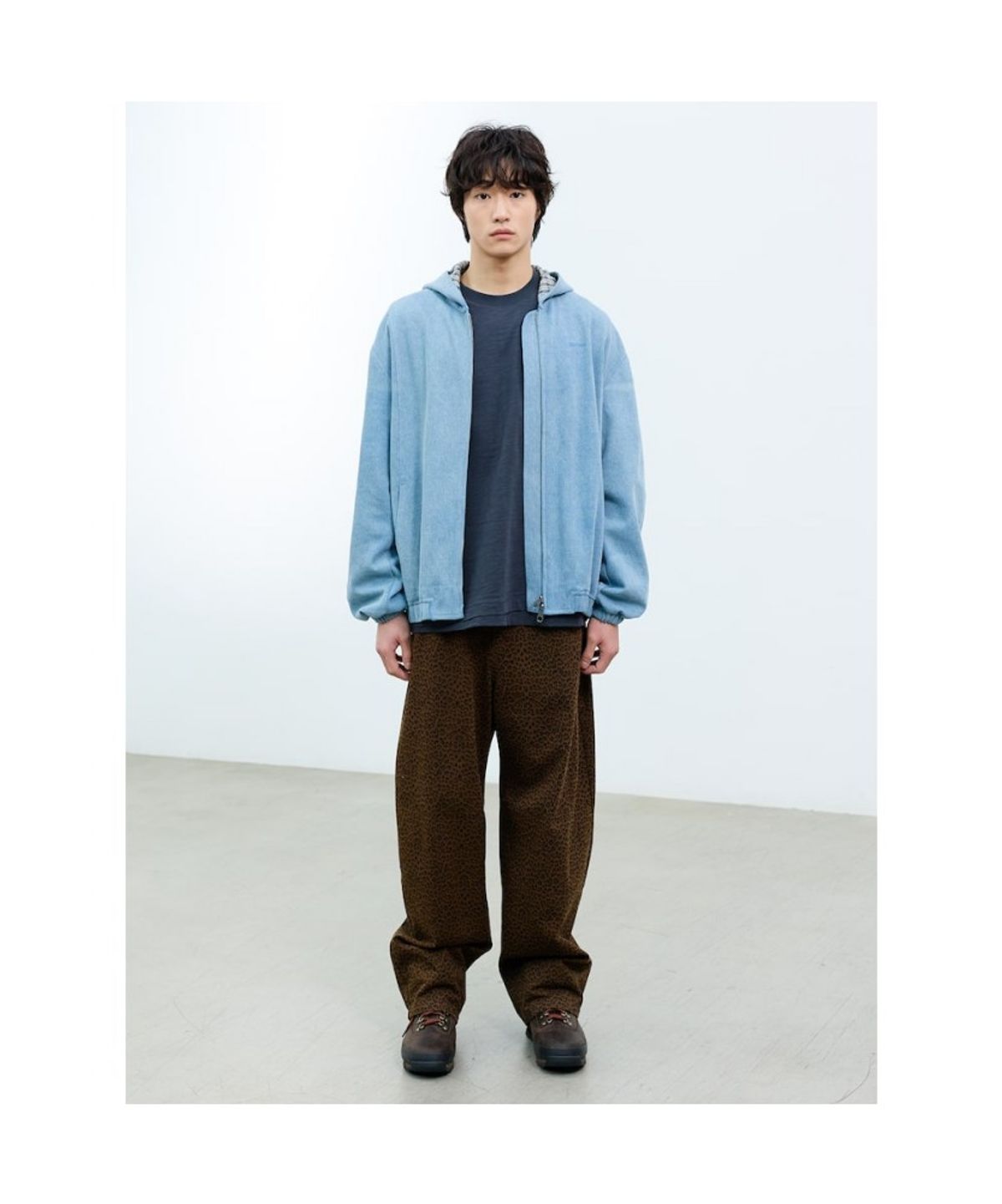 샌드 사운드(SAND SOUND) (UNISEX) 후디 가먼트 다잉 데님 집업  스카이 블루