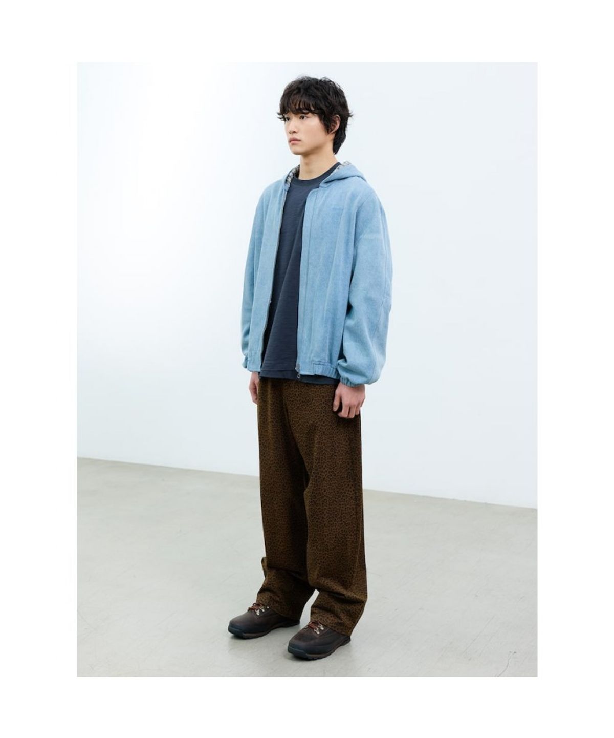 샌드 사운드(SAND SOUND) (UNISEX) 후디 가먼트 다잉 데님 집업  스카이 블루