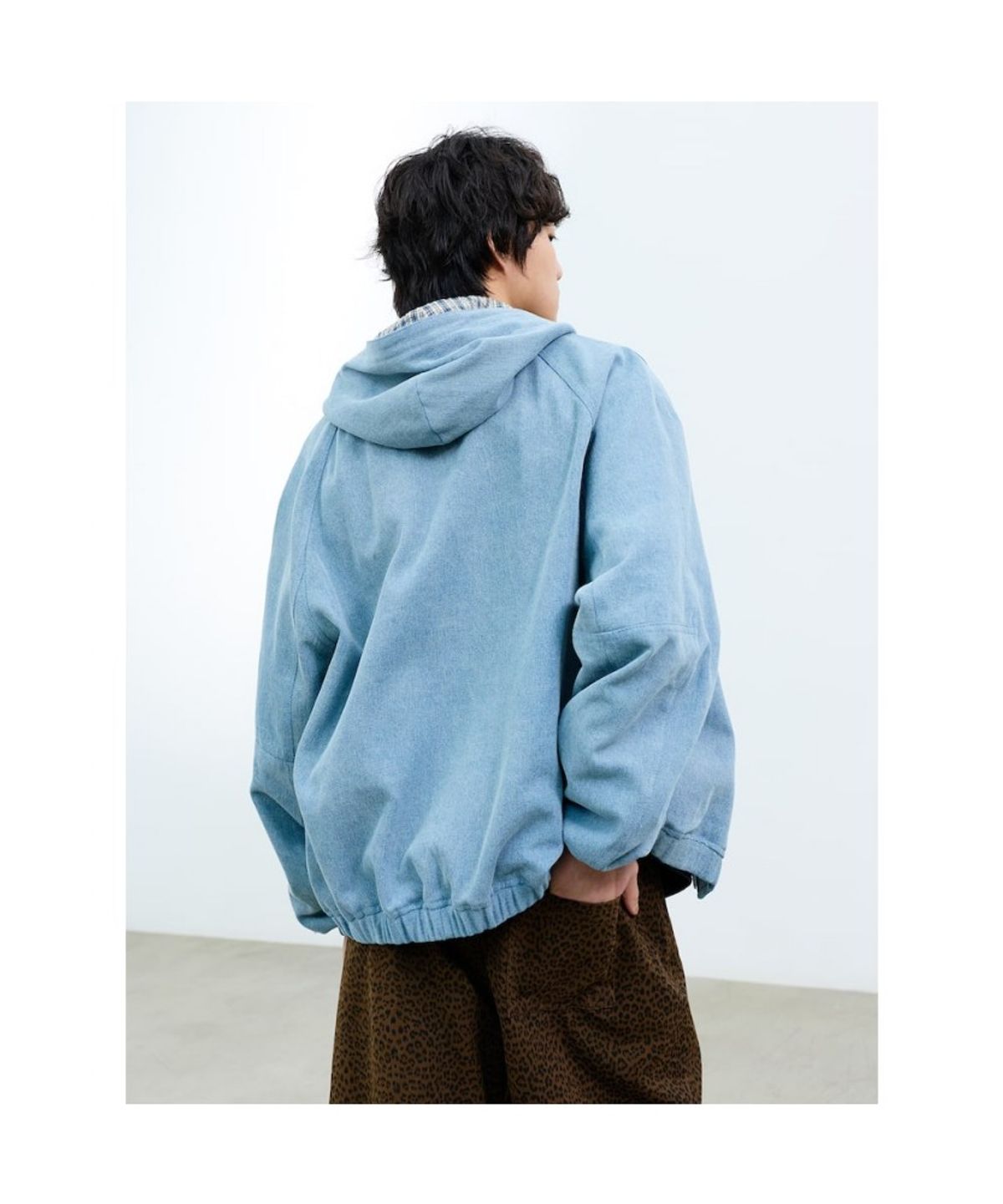 샌드 사운드(SAND SOUND) (UNISEX) 후디 가먼트 다잉 데님 집업  스카이 블루