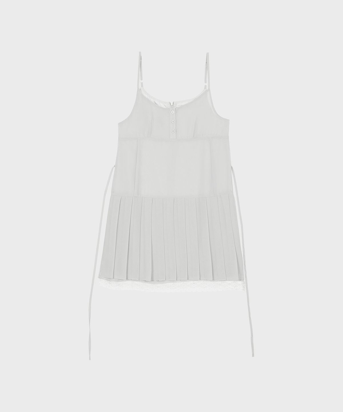알키알카(ALKI ALKA) Pleated Chiffon Mini Dress (Light Gray)
