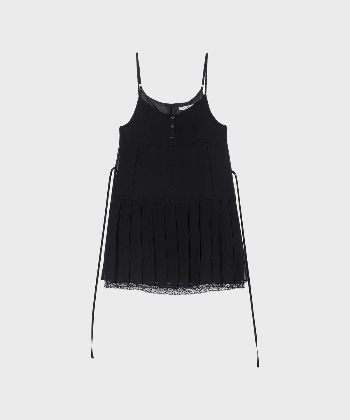 알키알카(ALKI ALKA) Pleated Chiffon Mini Dress (Black)