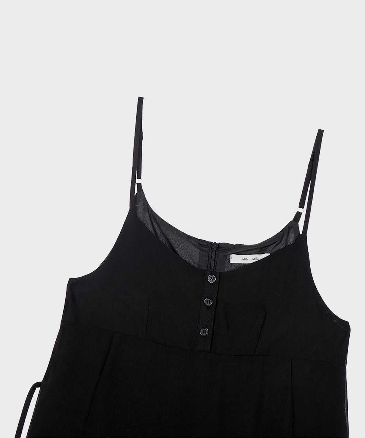 알키알카(ALKI ALKA) Pleated Chiffon Mini Dress (Black)