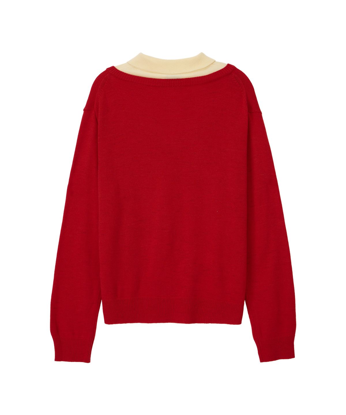 노앙(NOHANT) LAYERED V-NECK COLLAR KNIT RED