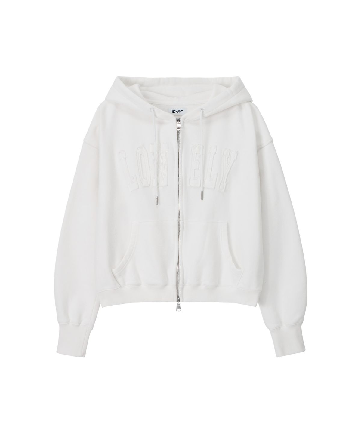 노앙(NOHANT) LONELY/LOVELY CROP HOODIE ZIP-UP WHITE