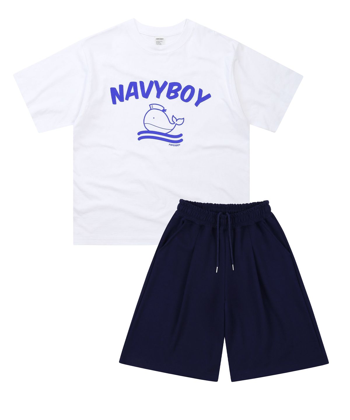 페이퍼보이(PAPERBOY) [SET] 네이비보이 반팔 하프팬츠 셋업-네이비