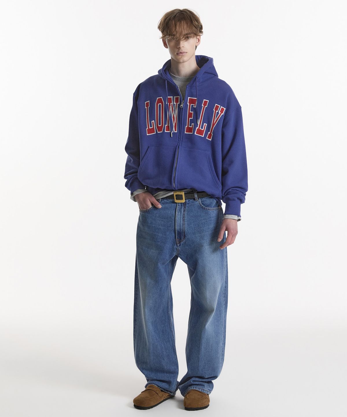 노앙(NOHANT) LONELY/LOVELY HOODIE ZIP-UP BLUE