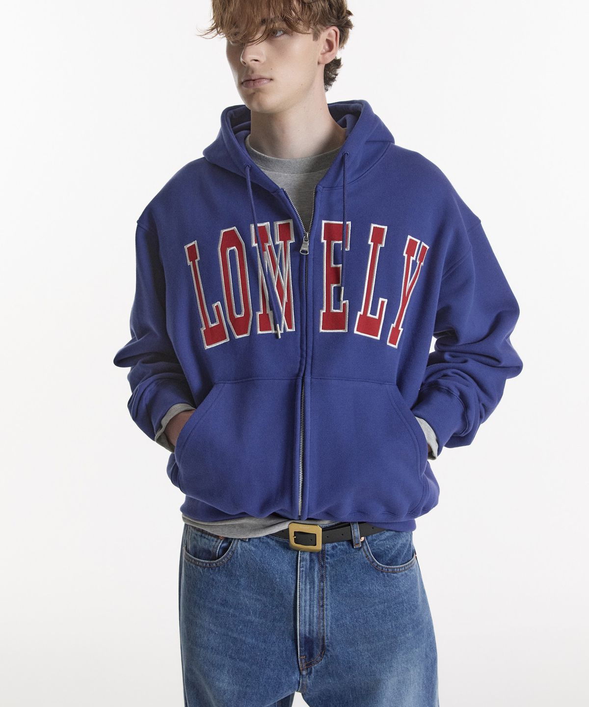 노앙(NOHANT) LONELY/LOVELY HOODIE ZIP-UP BLUE