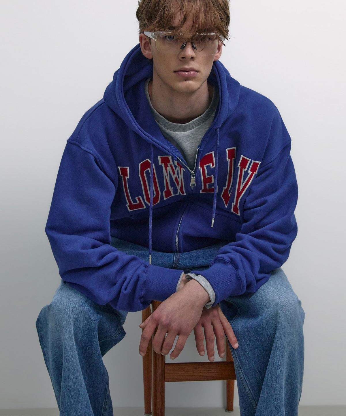 노앙(NOHANT) LONELY/LOVELY HOODIE ZIP-UP BLUE