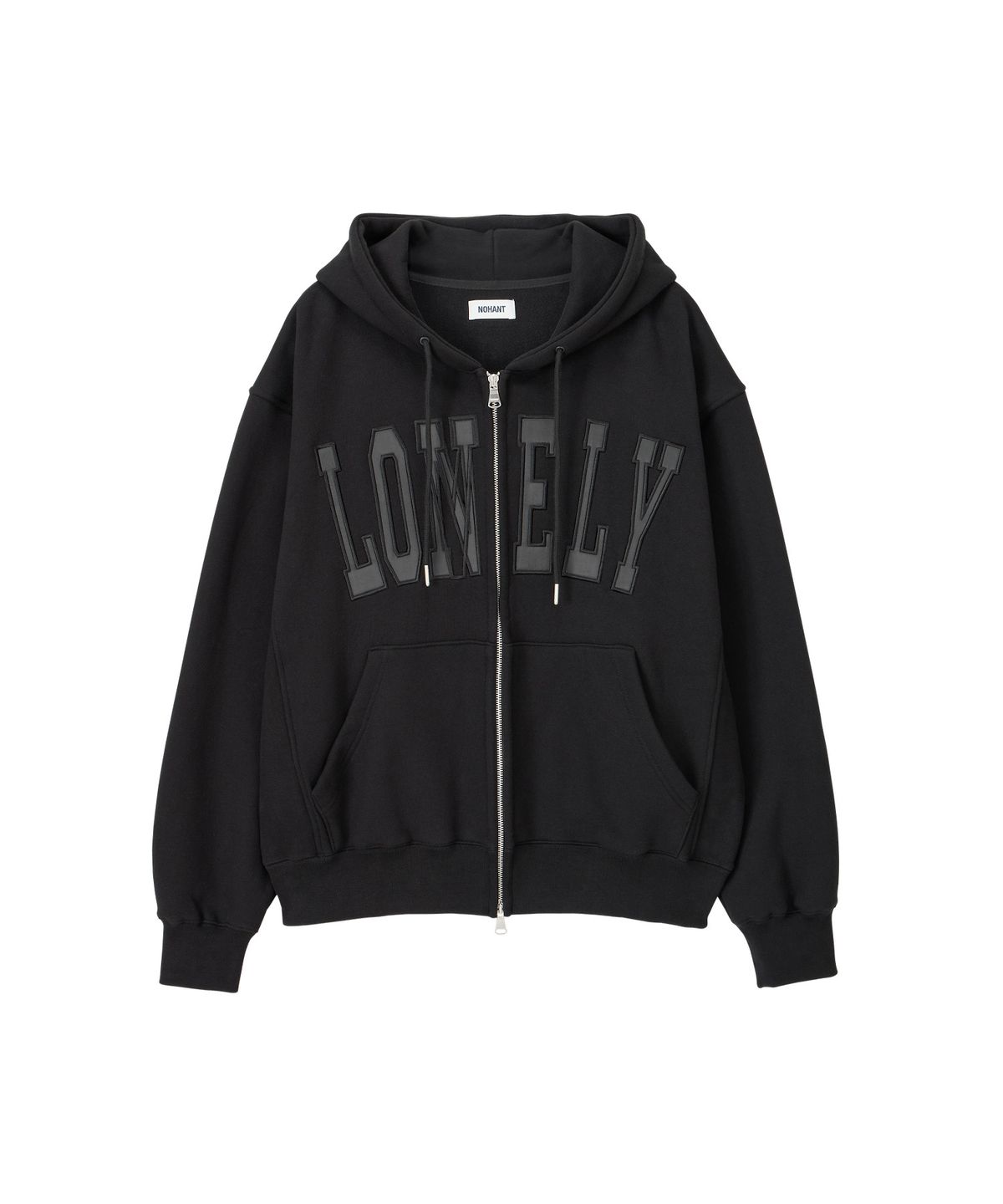 노앙(NOHANT) LONELY/LOVELY HOODIE ZIP-UP BLACK
