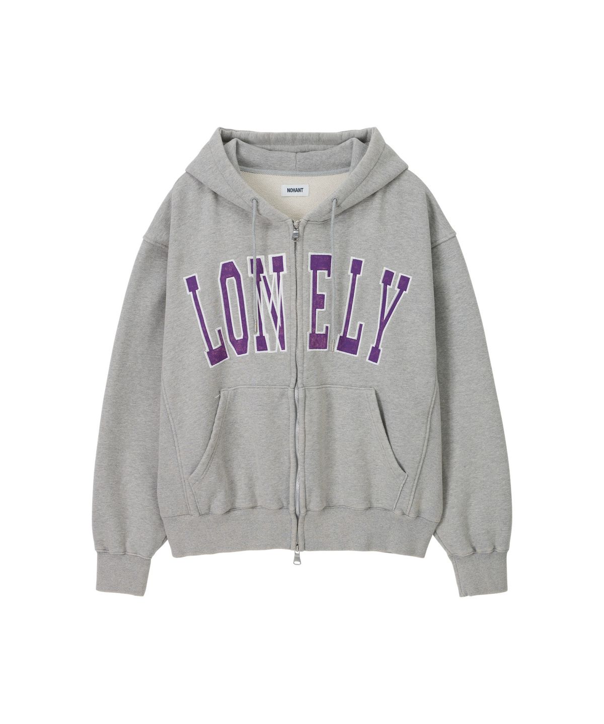 노앙(NOHANT) LONELY/LOVELY HOODIE ZIP-UP GRAY