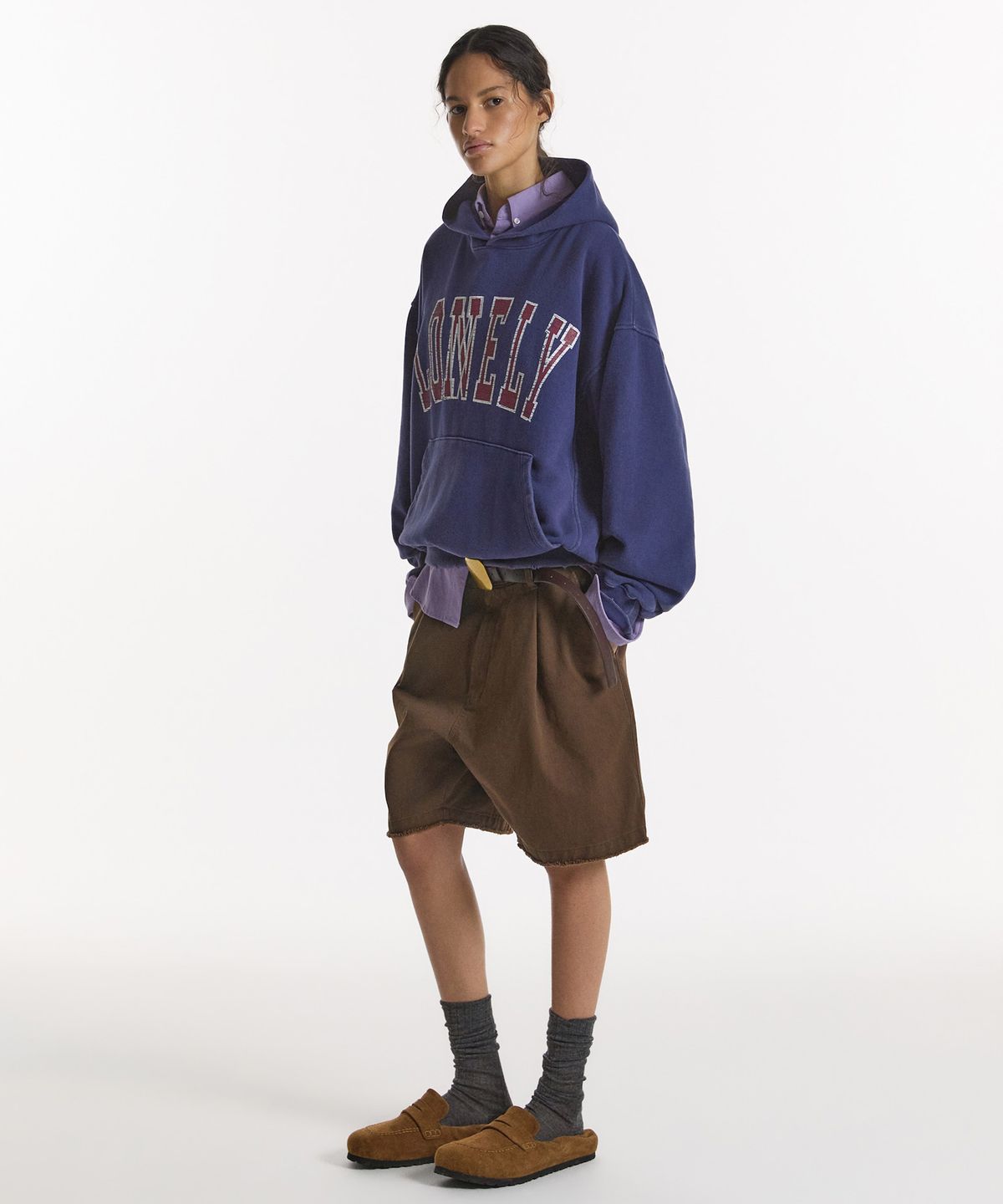 노앙(NOHANT) LONELY/LOVELY SALT WASHED HOODIE NAVY