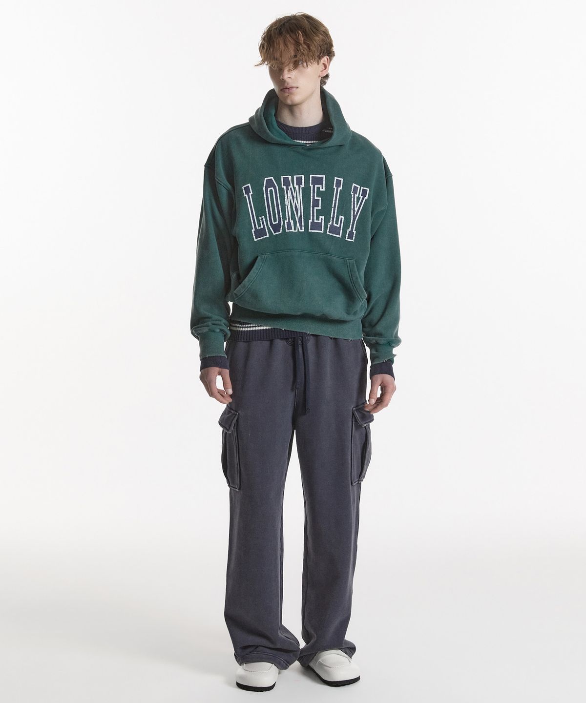 노앙(NOHANT) LONELY/LOVELY SALT WASHED HOODIE GREEN