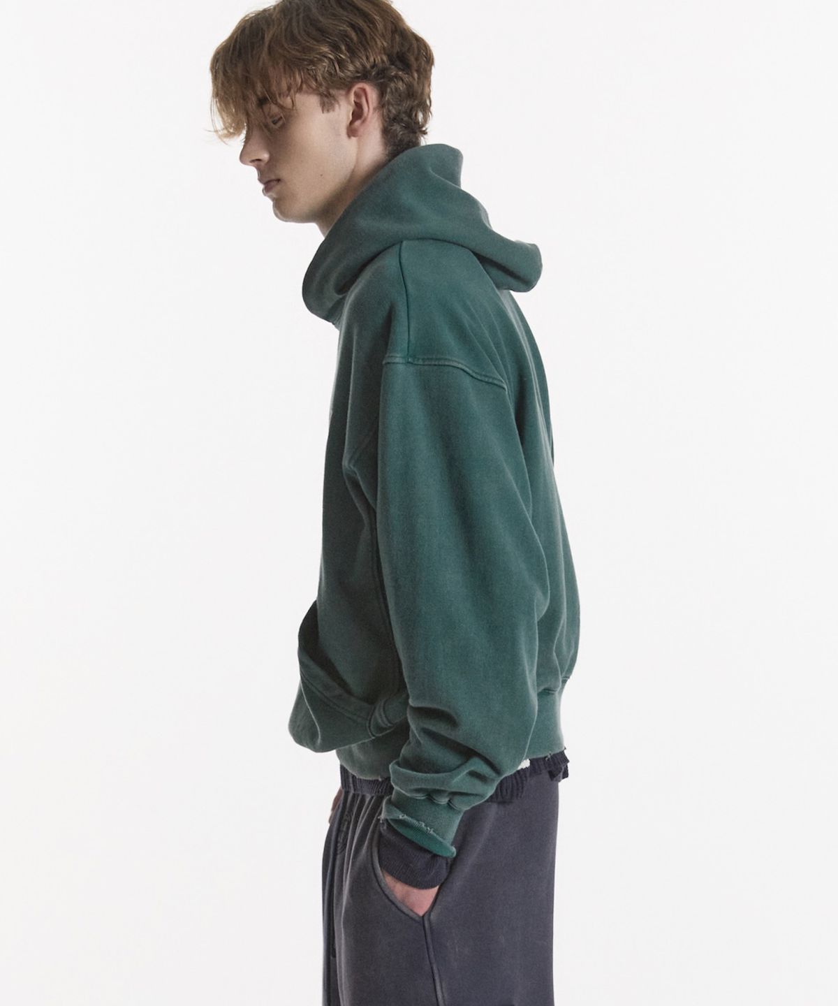 노앙(NOHANT) LONELY/LOVELY SALT WASHED HOODIE GREEN