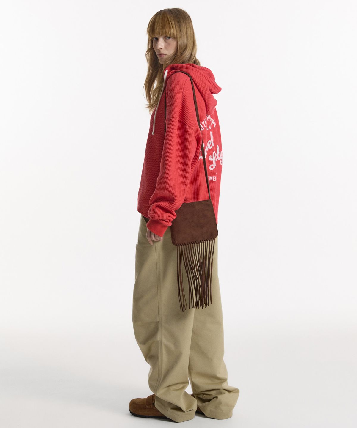 노앙(NOHANT) UTILITY PREPPY WAFFLE HOODIE RED