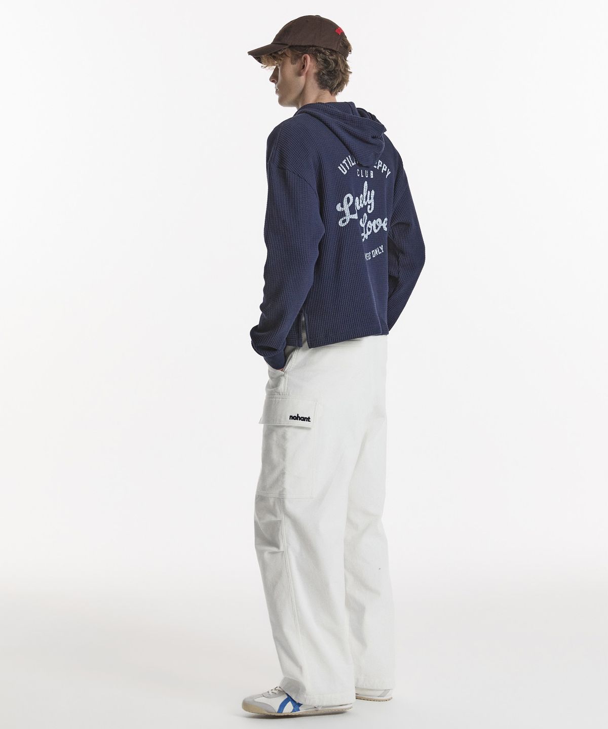 노앙(NOHANT) UTILITY PREPPY WAFFLE HOODIE NAVY