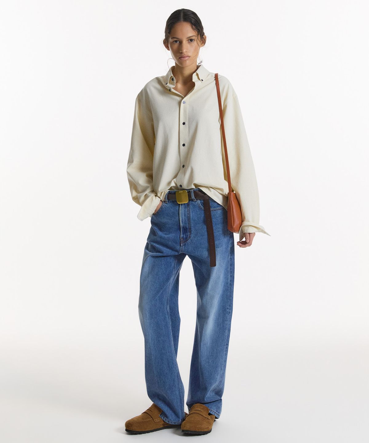 노앙(NOHANT) WASHED STRAIGHT DENIM PANTS-WOMENS MID BLUE