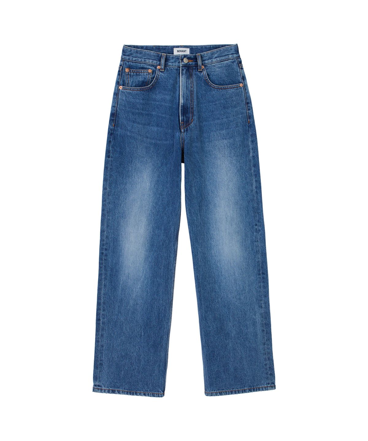 노앙(NOHANT) WASHED STRAIGHT DENIM PANTS-WOMENS MID BLUE