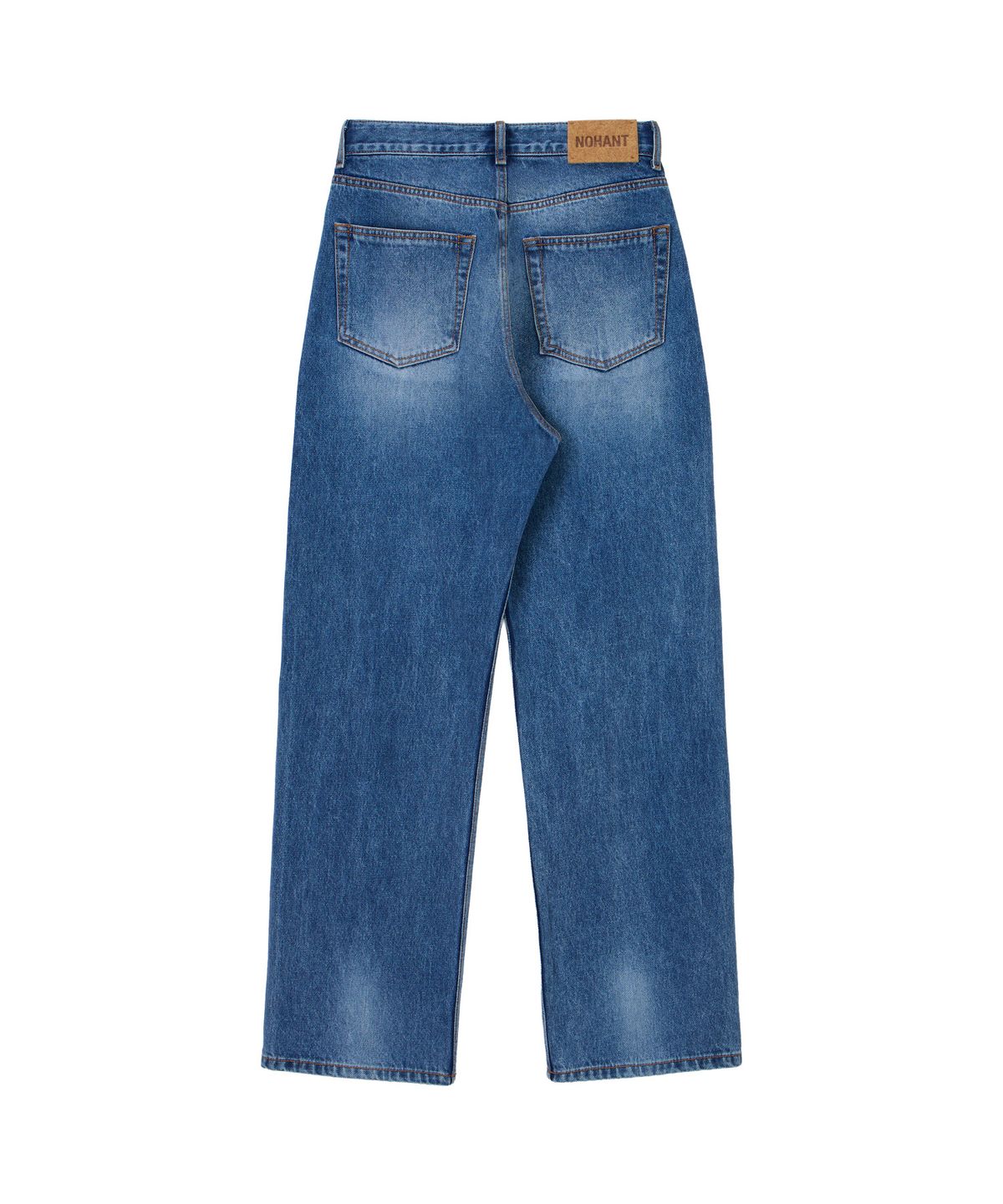 노앙(NOHANT) WASHED STRAIGHT DENIM PANTS-WOMENS MID BLUE
