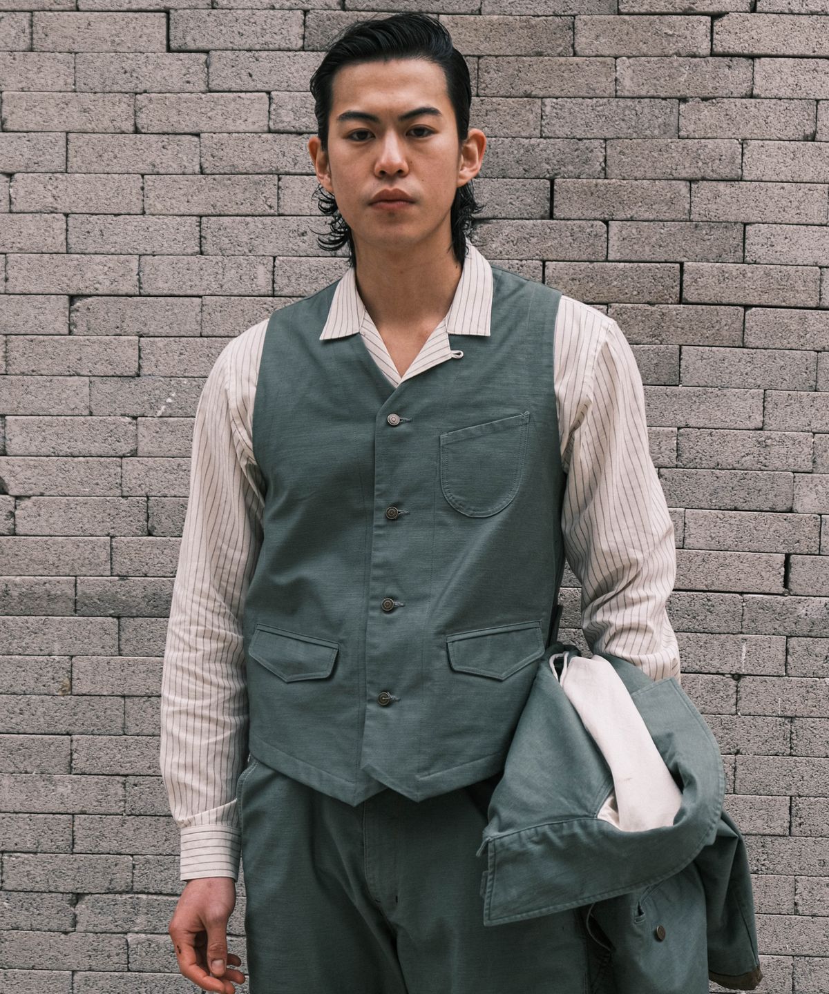 비디알(VDR) BACK SATEEN COTTON VEST [Swamp Green]