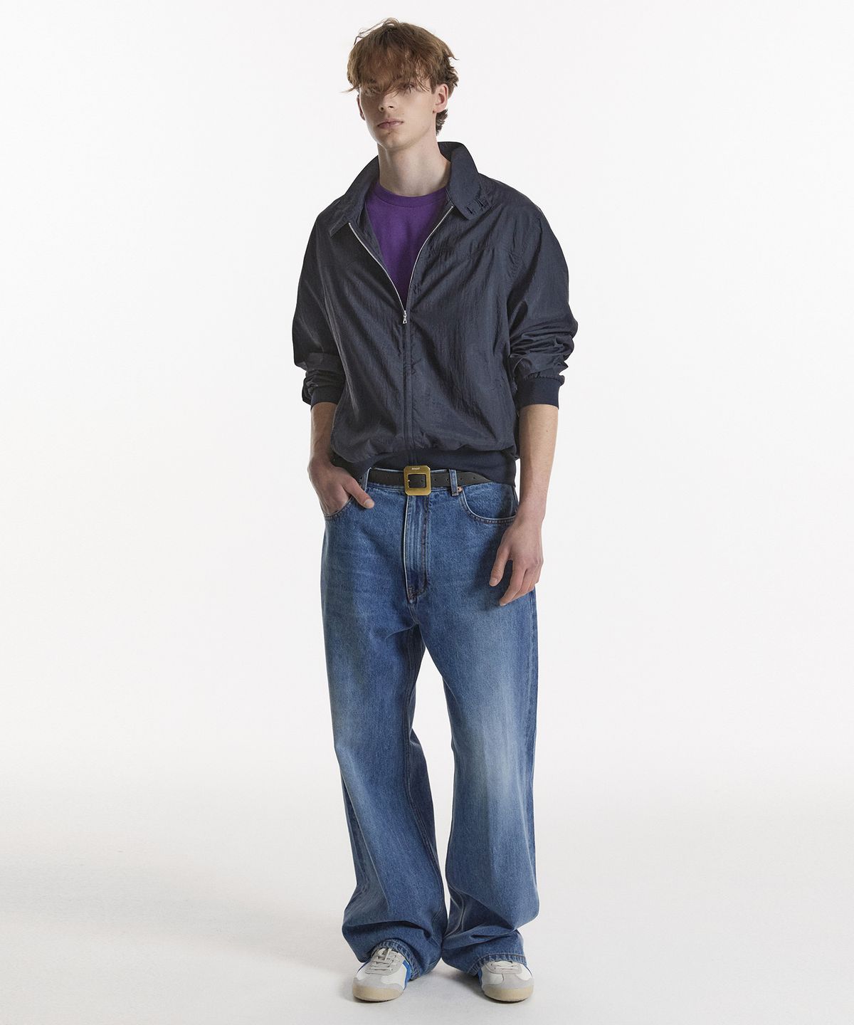 노앙(NOHANT) WASHED STRAIGHT DENIM PANTS-MENS MID BLUE