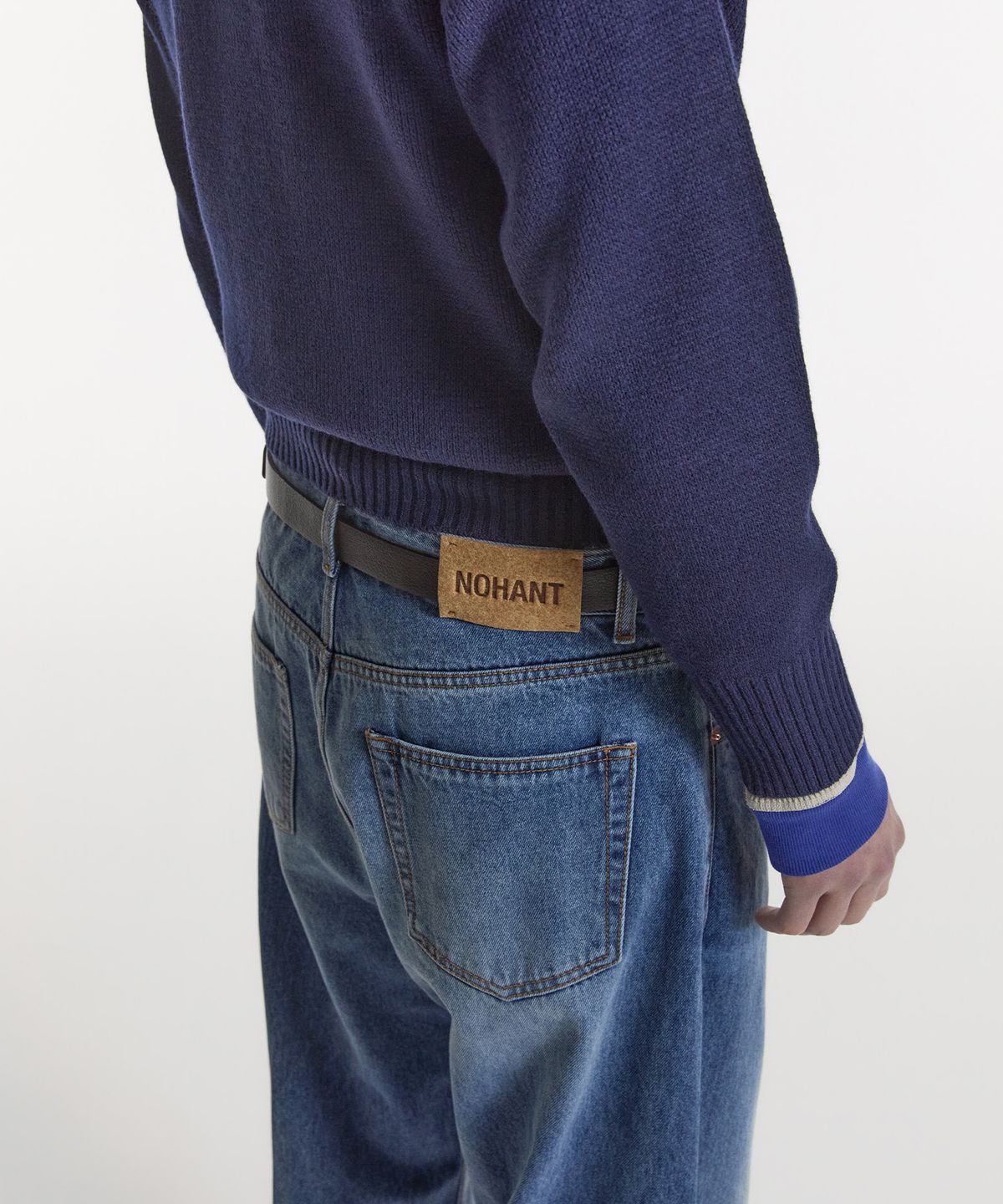 노앙(NOHANT) WASHED STRAIGHT DENIM PANTS-MENS MID BLUE