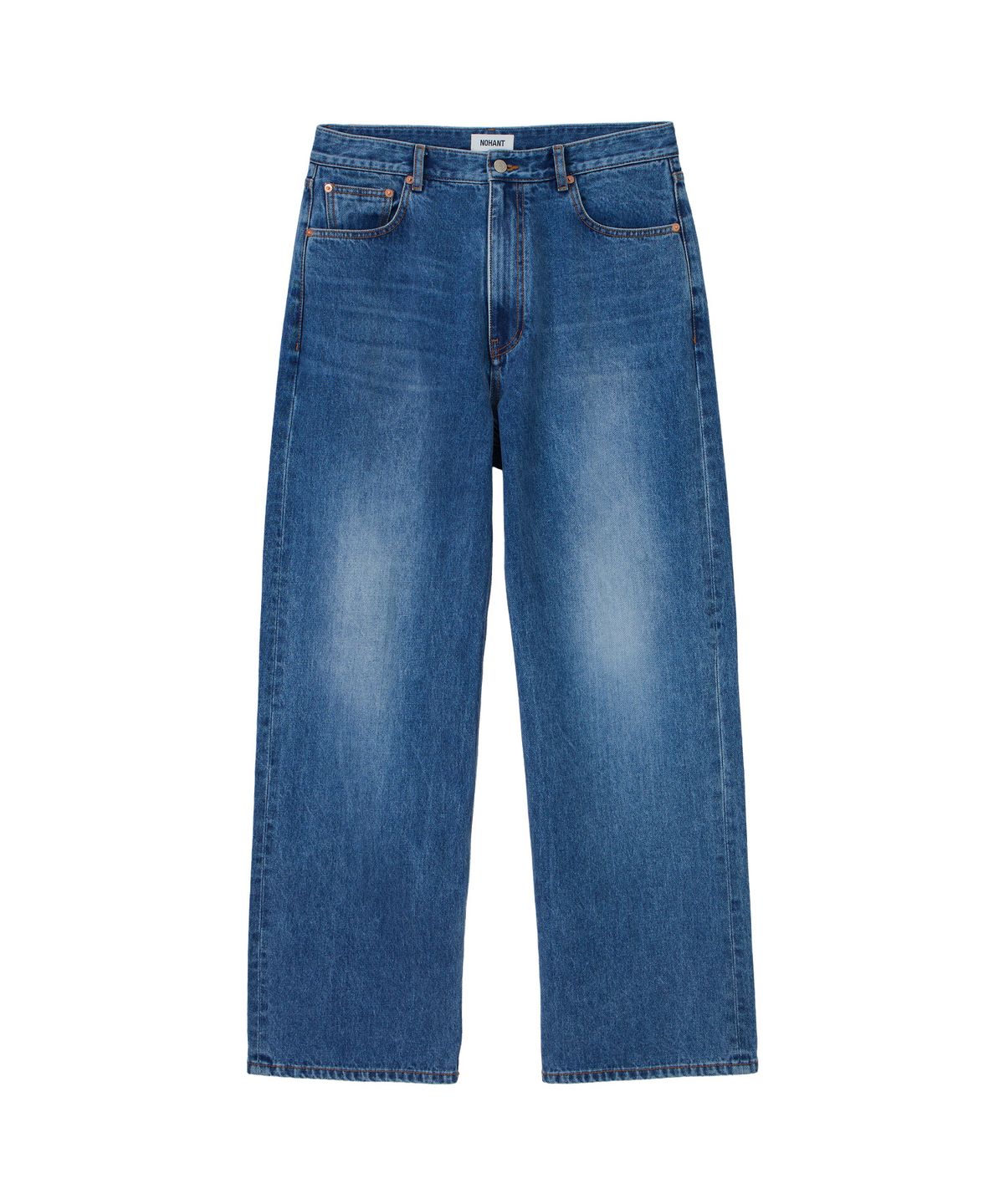 노앙(NOHANT) WASHED STRAIGHT DENIM PANTS-MENS MID BLUE
