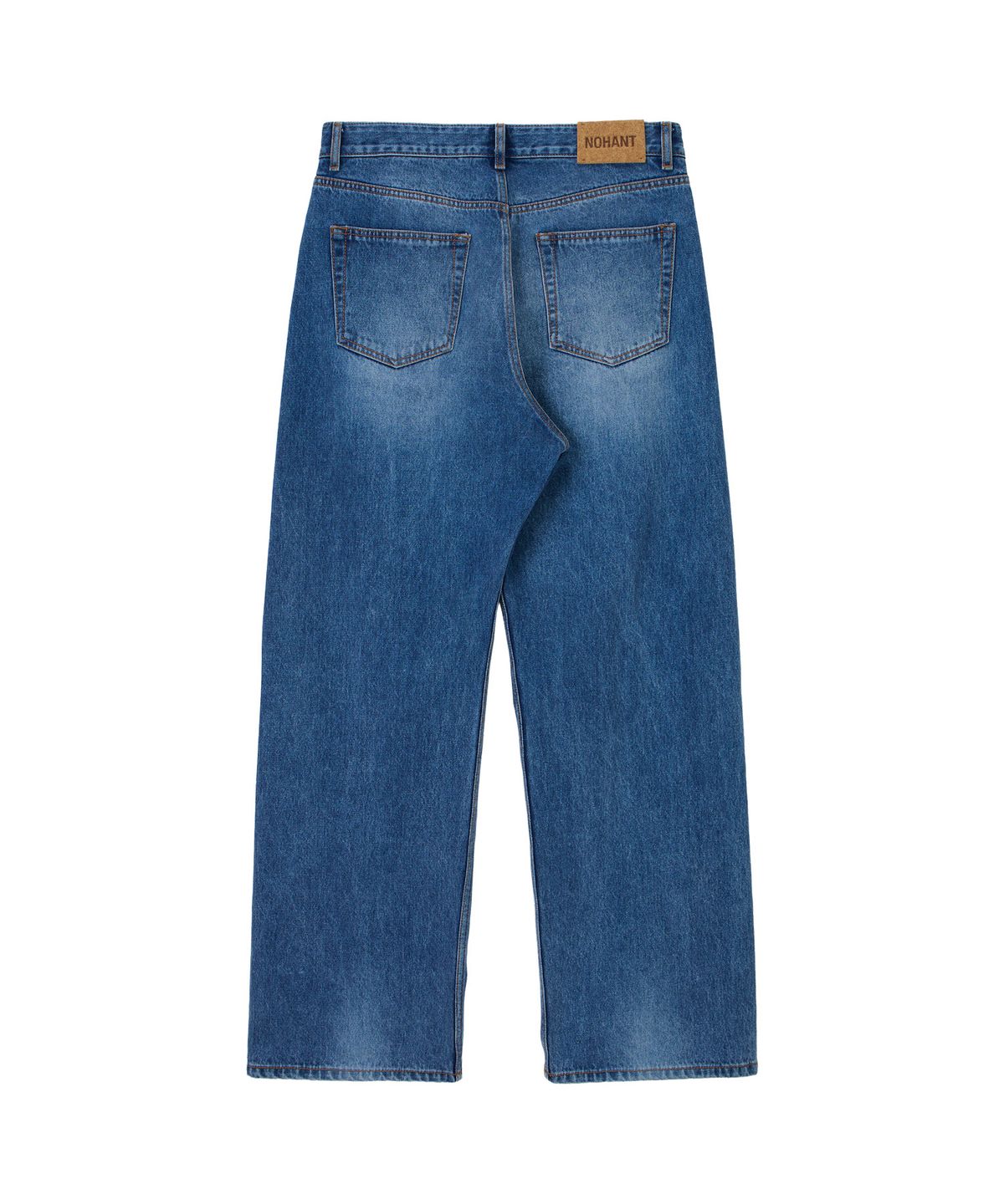 노앙(NOHANT) WASHED STRAIGHT DENIM PANTS-MENS MID BLUE