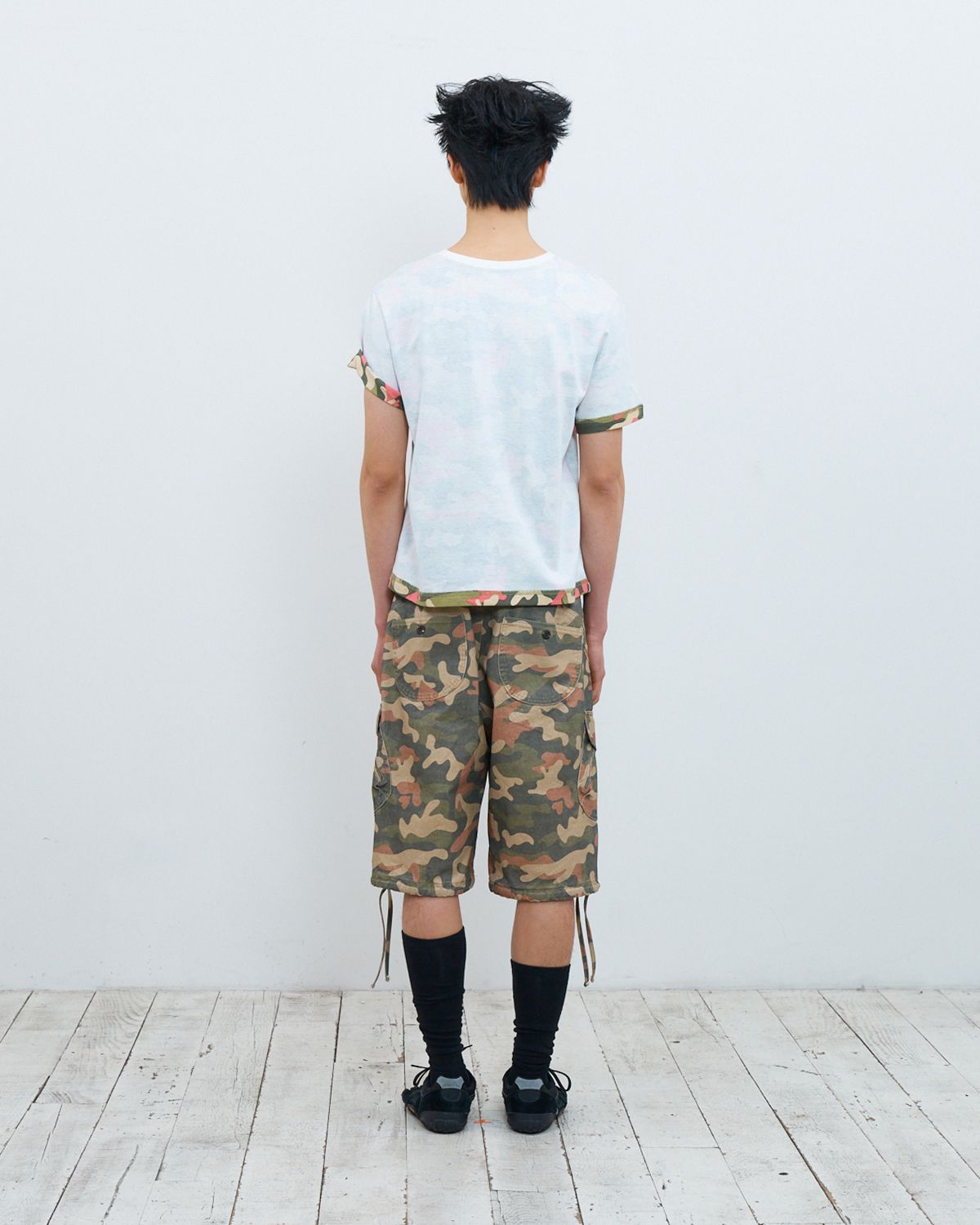 더뮤지엄비지터(THEMUSEUMVISITOR) WASHED CARGO BERMUDA PANTS (CAMO)